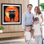 Kuh und rote Sonne Diamond Painting