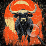 Kuh und rote Sonne Diamond Painting