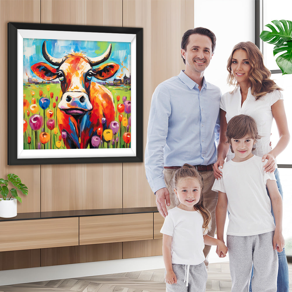 Kuh und Tulpen Diamond Painting