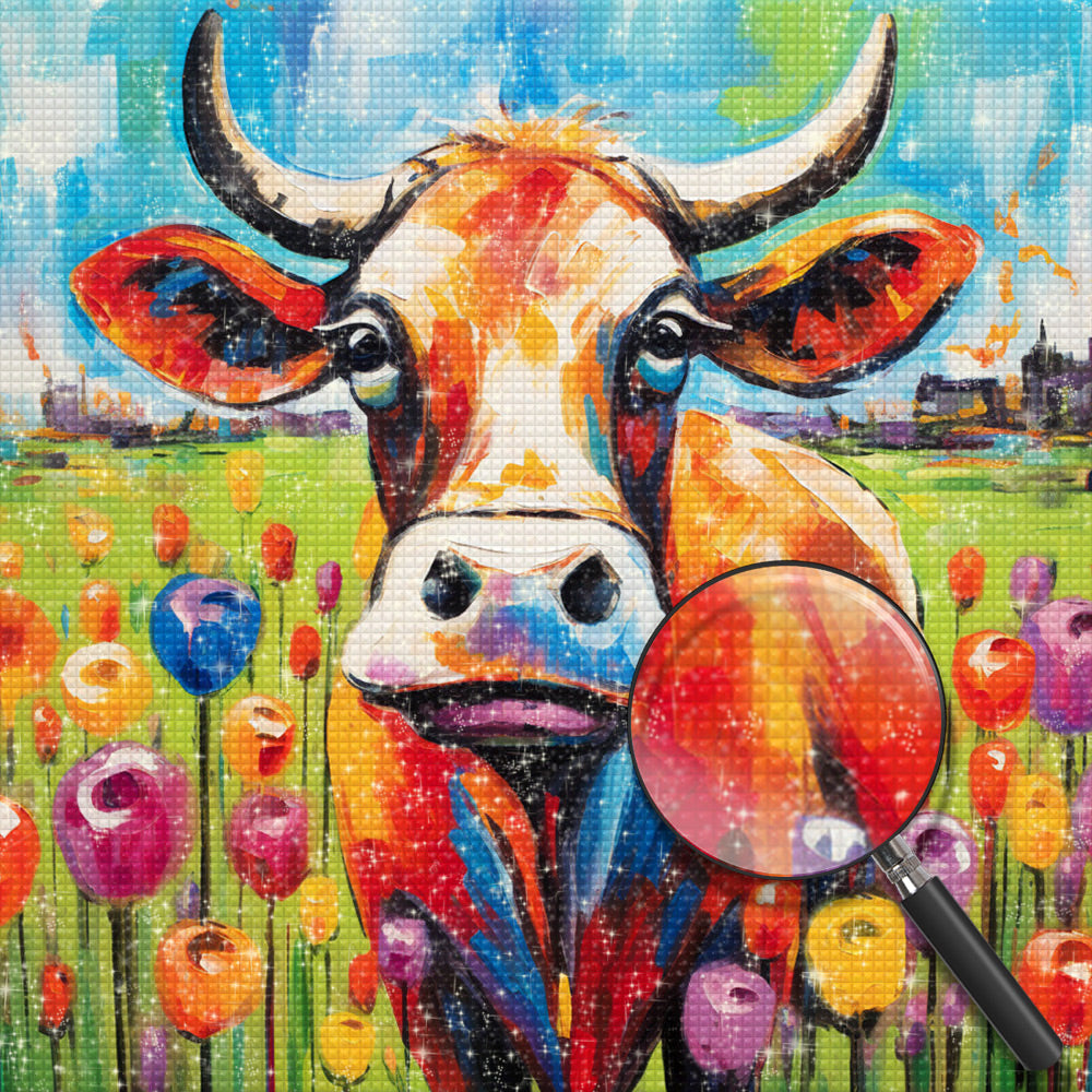 Kuh und Tulpen Diamond Painting