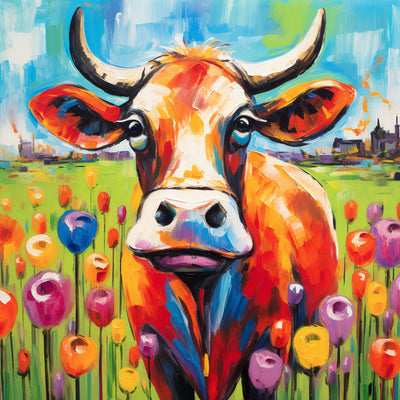 Kuh und Tulpen Diamond Painting