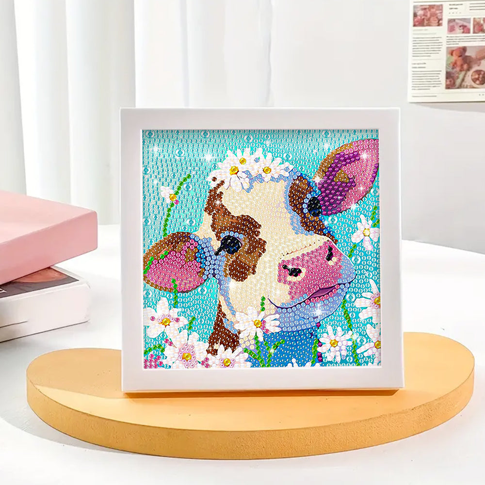 Kuh und weiße Gänseblümchen Mini-Kristallpünktchen Diamond Painting