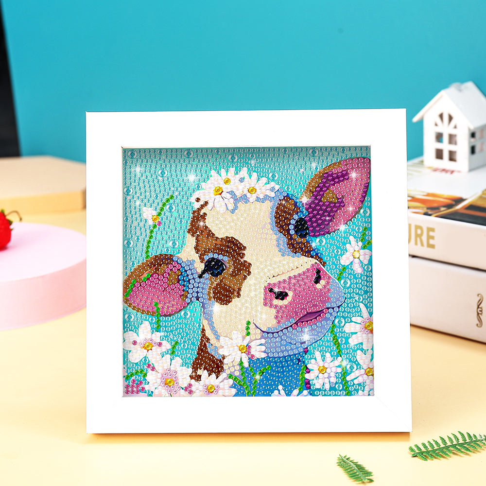 Kuh und weiße Gänseblümchen Mini-Kristallpünktchen Diamond Painting