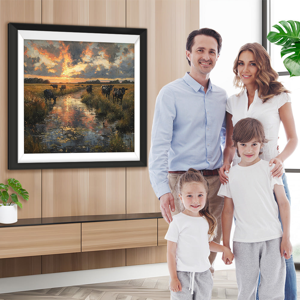 Kühe im wilden Gras Diamond Painting