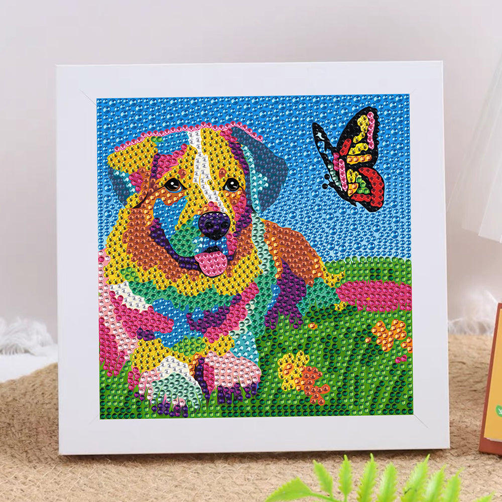 Labrador jagt Schmetterling Mini-Kristallpünktchen Diamond Painting