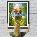 Labrador Retriever im Wasser fischen Diamond Painting