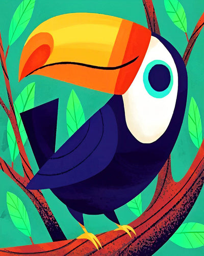 Lächelnder Cartoon Tukan Diamond Painting