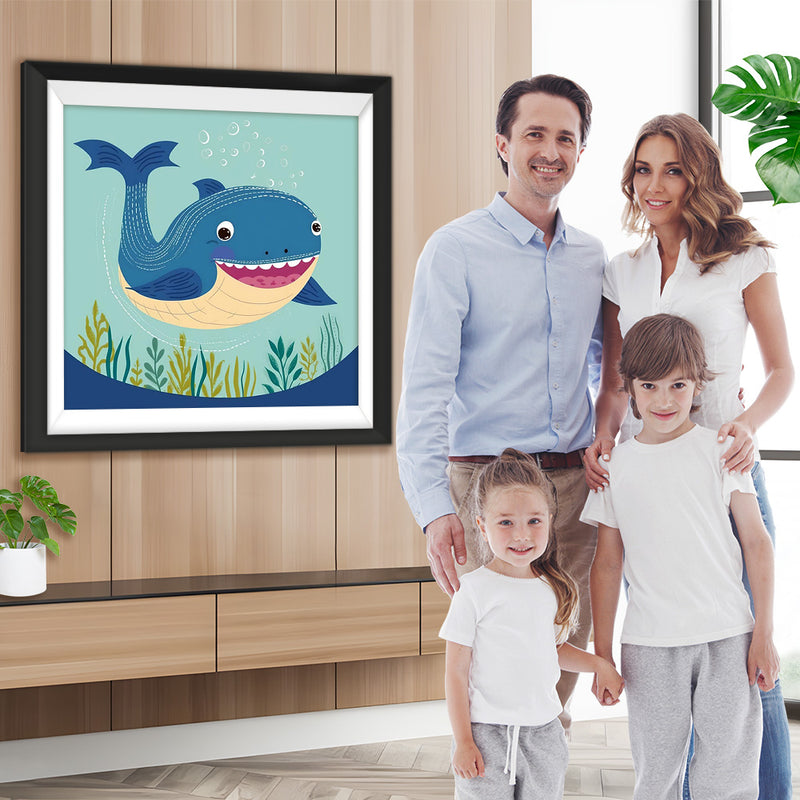 Lächelnder Cartoon-Wal Diamond Painting