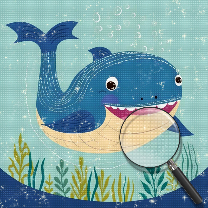 Lächelnder Cartoon-Wal Diamond Painting