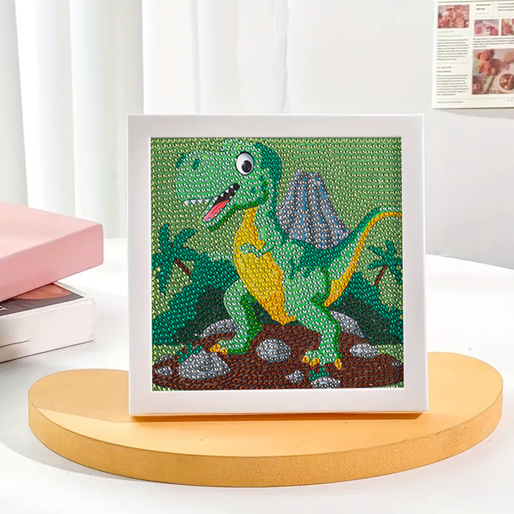 Lächelnder grüner Dinosaurier Mini-Kristallpünktchen Diamond Painting