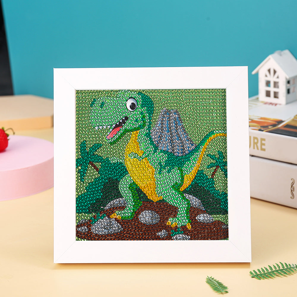 Lächelnder grüner Dinosaurier Mini-Kristallpünktchen Diamond Painting
