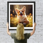 Lächelnder Hund auf dem Gras Diamond Painting