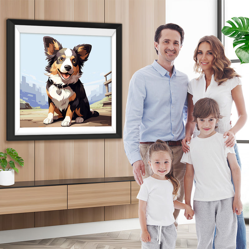 Lächelnder Hund mit Halsband Diamond Painting
