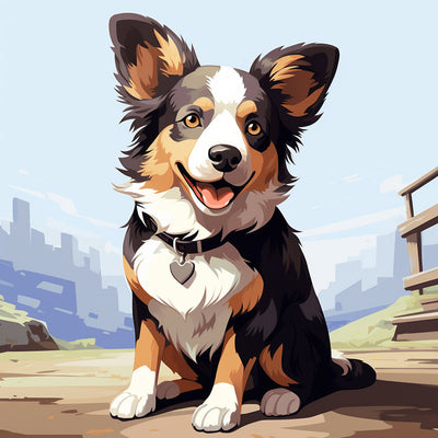 Lächelnder Hund mit Halsband Diamond Painting