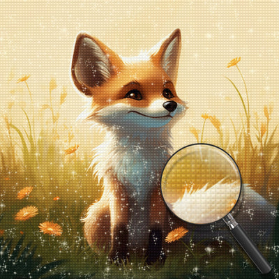 Lächelnder kleiner Fuchs und Gänseblümchen Diamond Painting