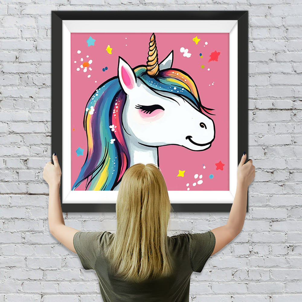 Lächelndes Cartoon-Einhorn Diamond Painting