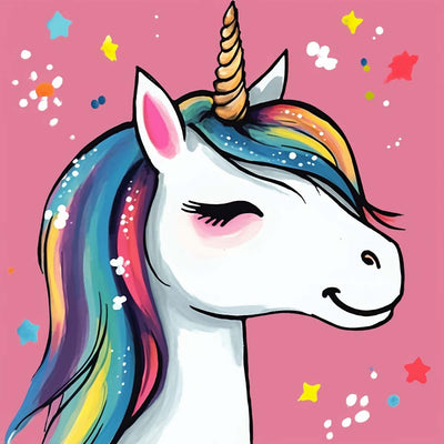 Lächelndes Cartoon-Einhorn Diamond Painting