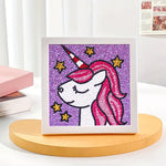 Lächelndes Einhorn und Sterne Mini-Kristallpünktchen Diamond Painting
