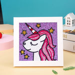 Lächelndes Einhorn und Sterne Mini-Kristallpünktchen Diamond Painting
