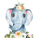 Lächelndes Elefantenbaby und Blumen Diamond Painting