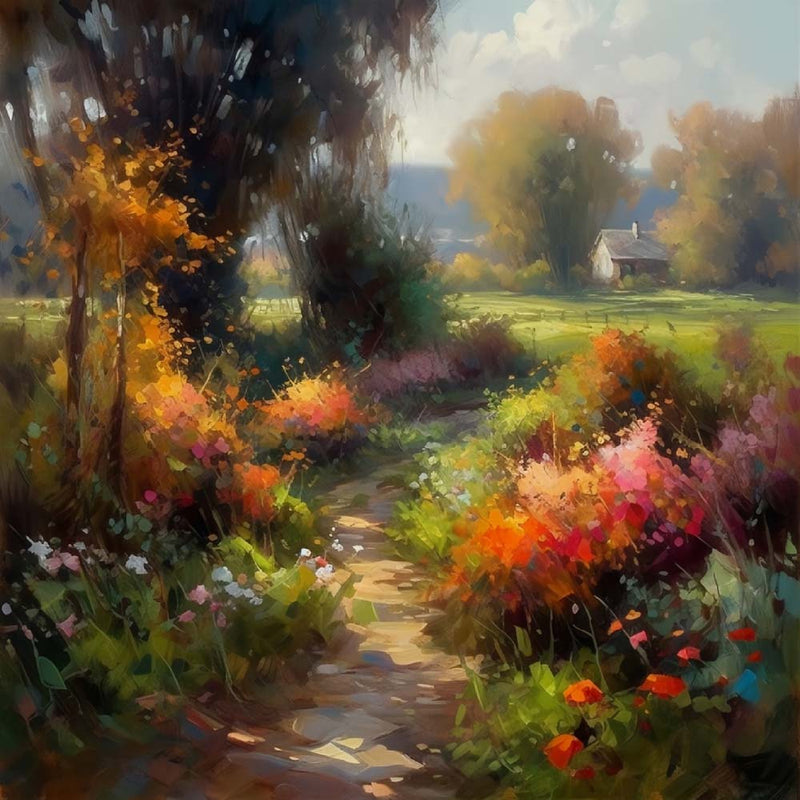Ländliche Blumenwiese Diamond Painting