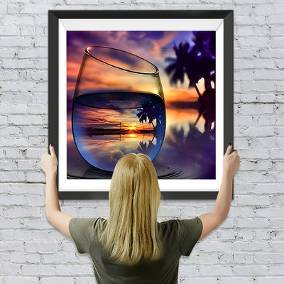 Landschaft beim See im Glas Diamond Painting