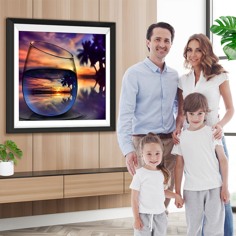 Landschaft beim See im Glas Diamond Painting