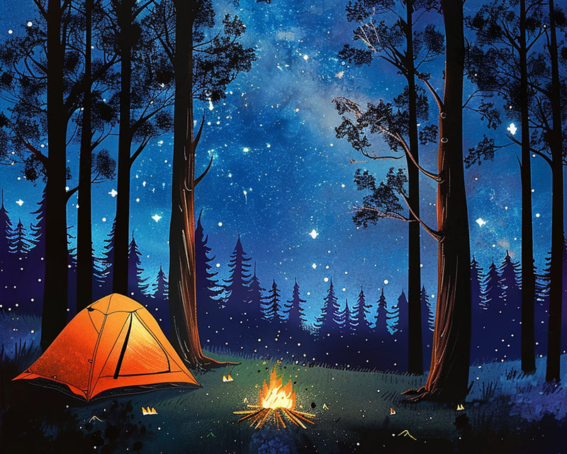 Landschaft Wald Sternenhimmel Diamond Painting