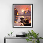 Laternen und Floß auf dem See Diamond Painting