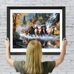 Laufende Pferde im Fluss Diamond Painting