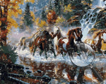 Laufende Pferde im Fluss Diamond Painting