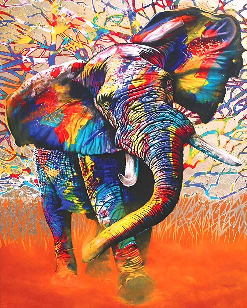 Laufender Elefant Diamond Painting