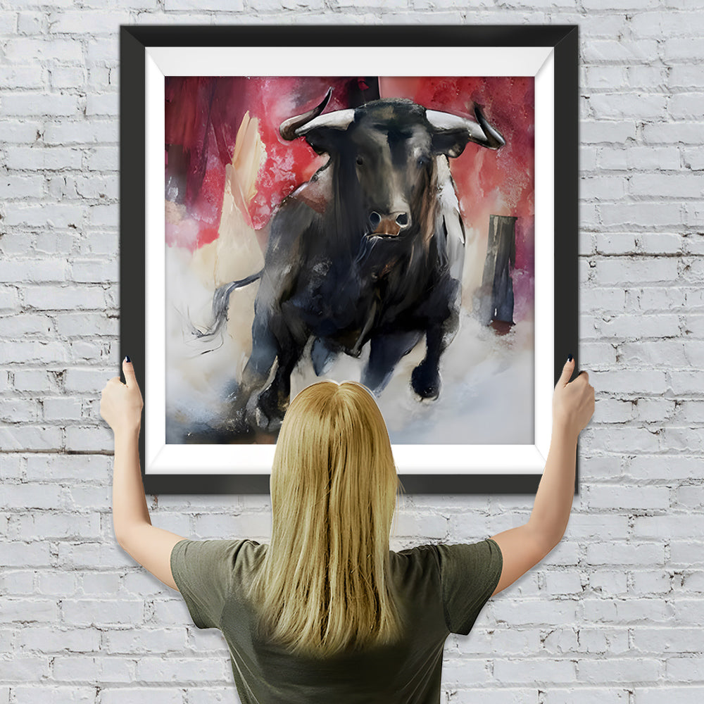 Laufender Schwarzer Stier Diamond Painting