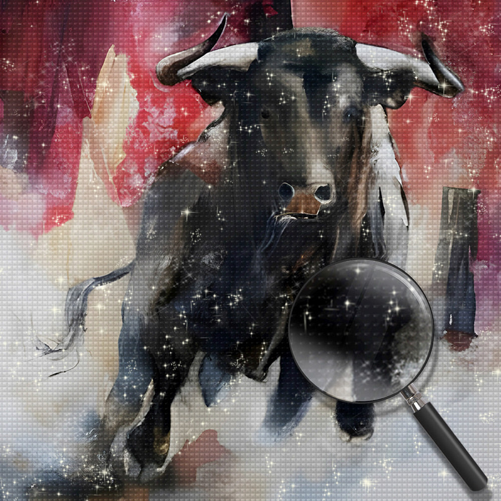 Laufender Schwarzer Stier Diamond Painting