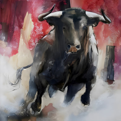 Laufender Schwarzer Stier Diamond Painting
