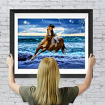 Laufendes Braunpferd auf dem Meer Diamond Painting