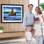 Laufendes Braunpferd auf dem Meer Diamond Painting