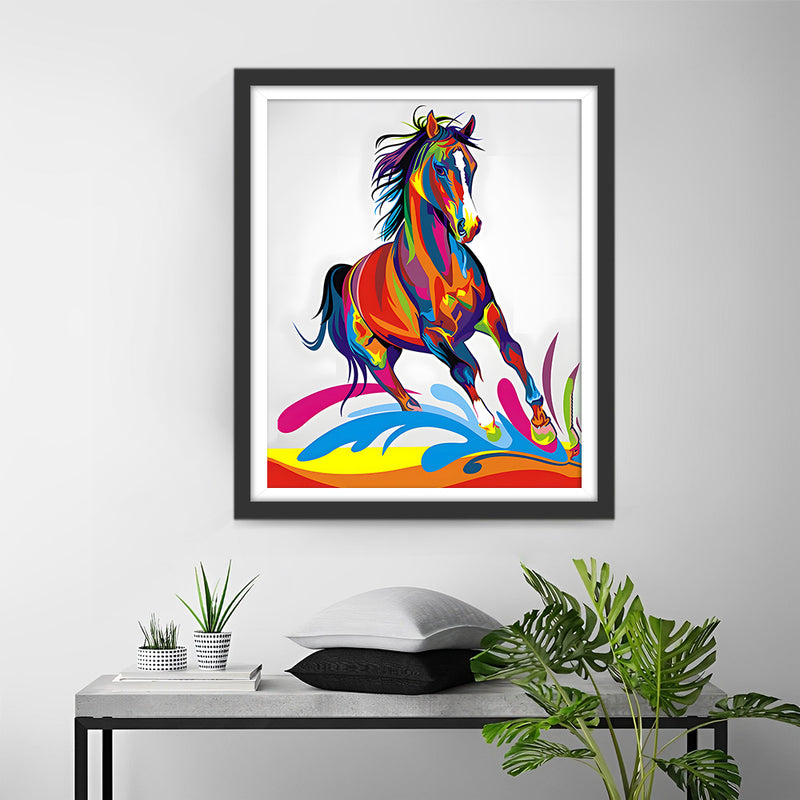 Laufendes Buntes Pferd Diamond Painting