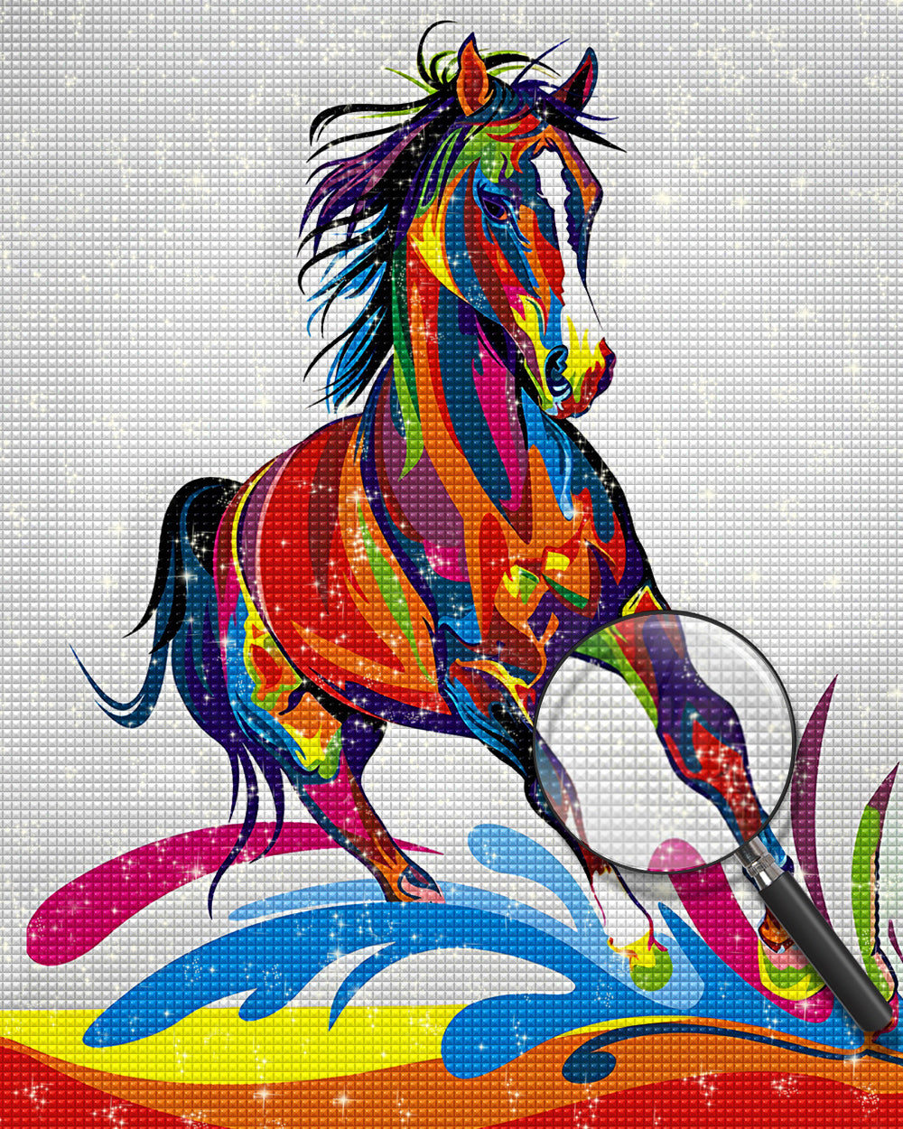 Laufendes Buntes Pferd Diamond Painting
