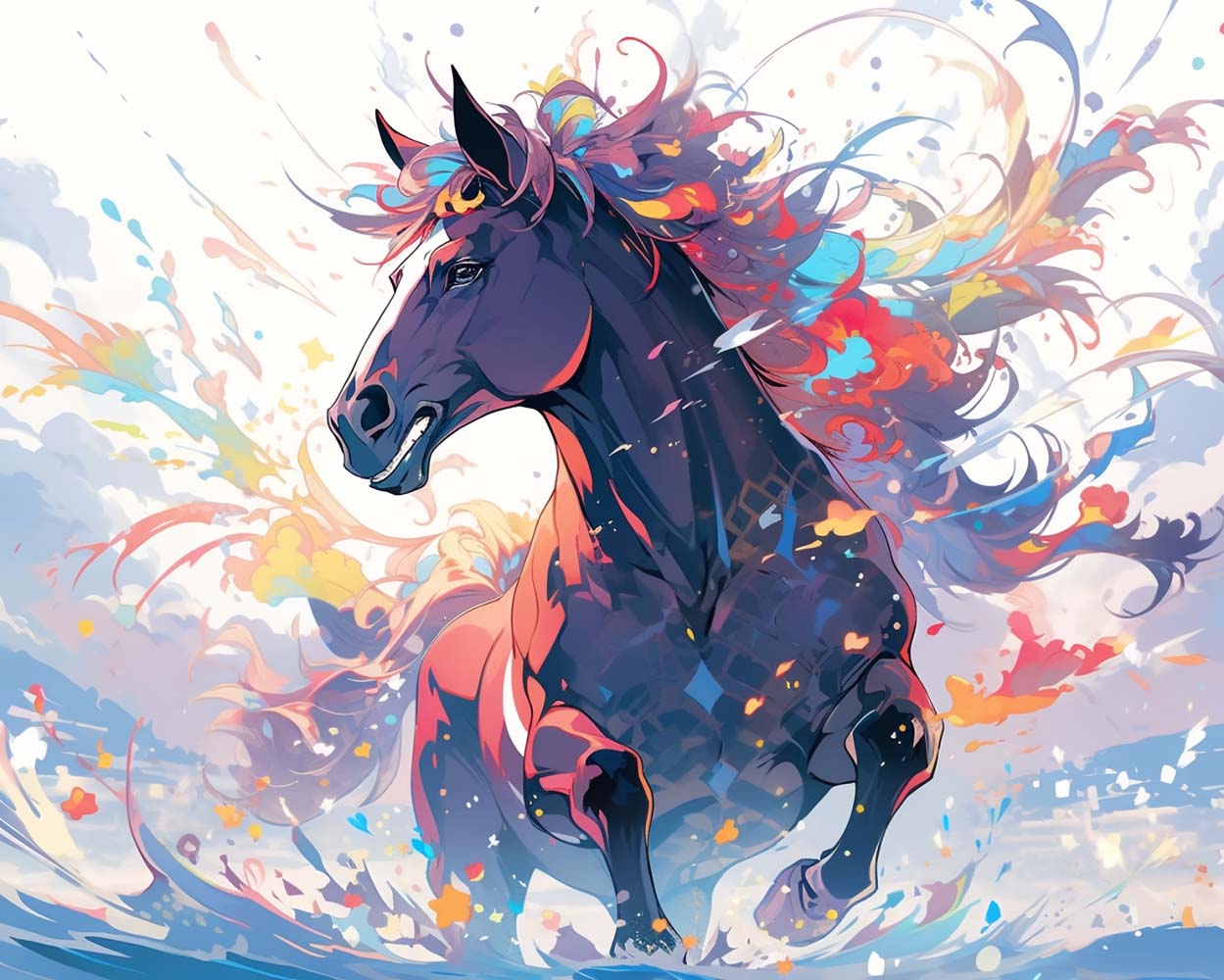 Laufendes buntes Pferd Diamond Painting