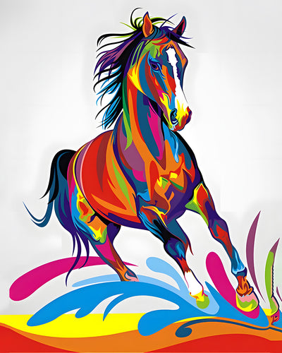 Laufendes Buntes Pferd Diamond Painting