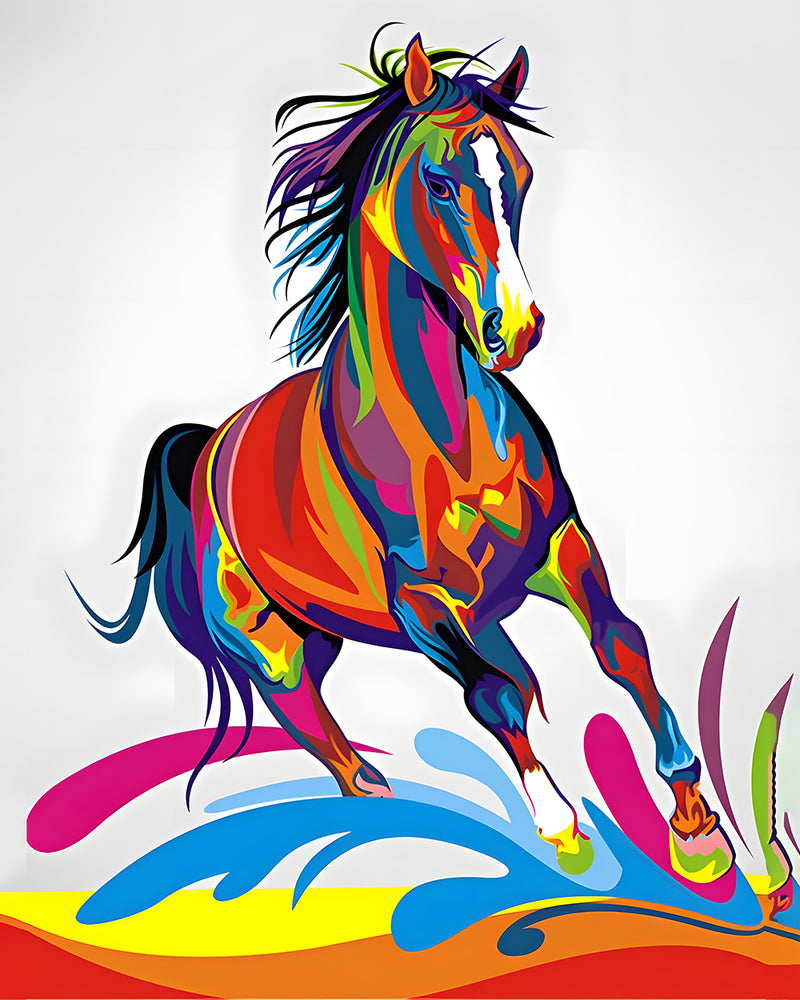 Laufendes Buntes Pferd Diamond Painting