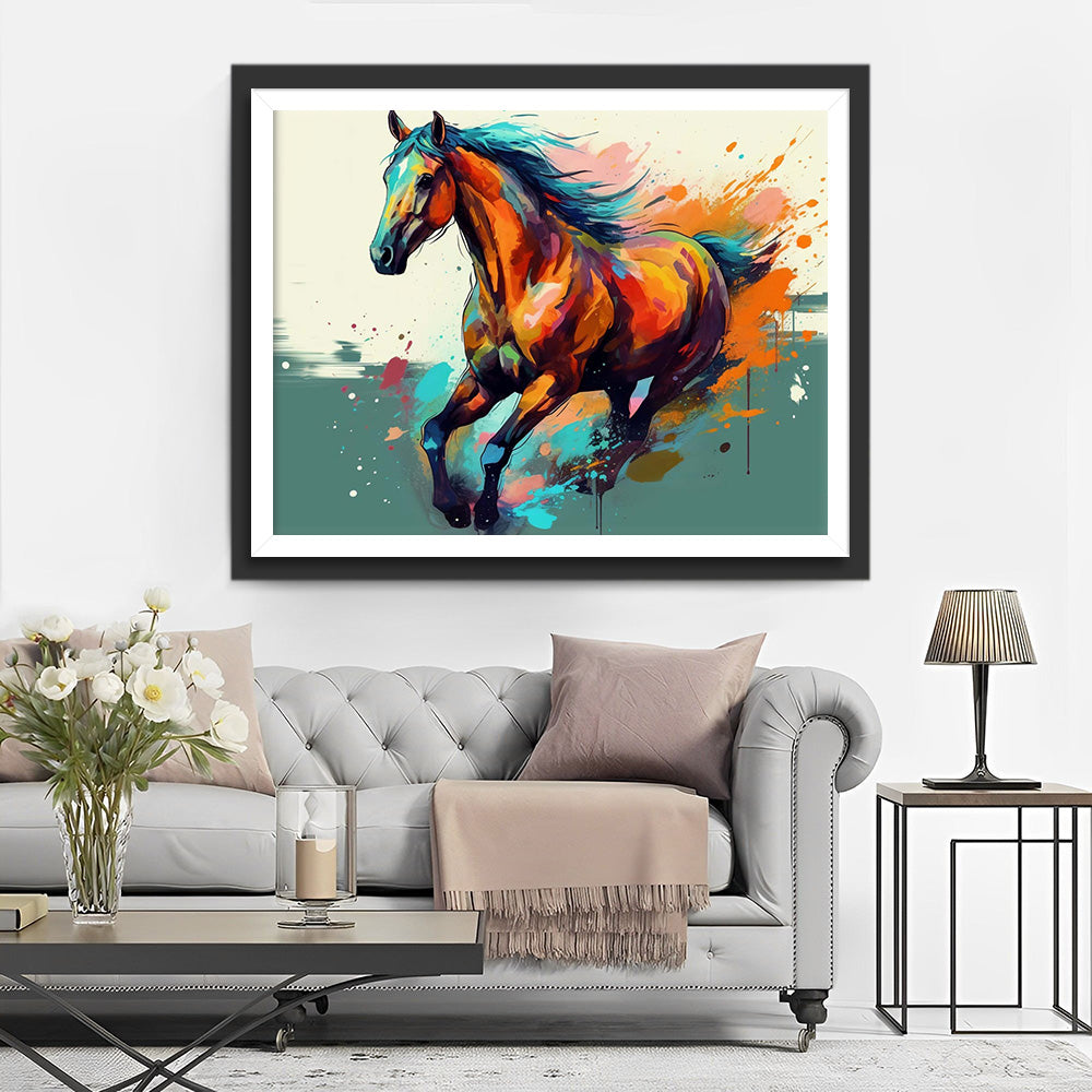 Laufendes Pferd im Aquarellstil Diamond Painting