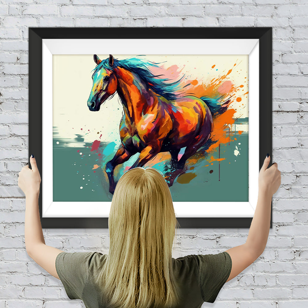 Laufendes Pferd im Aquarellstil Diamond Painting