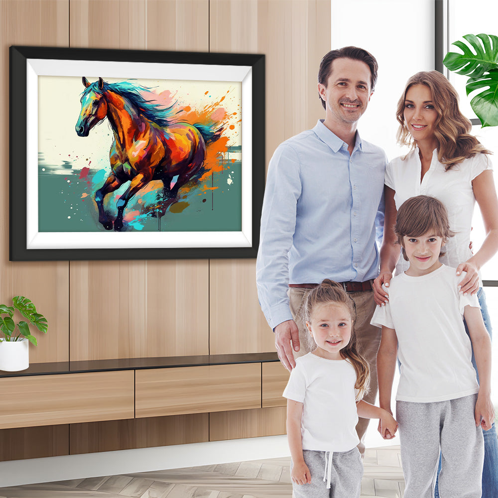 Laufendes Pferd im Aquarellstil Diamond Painting