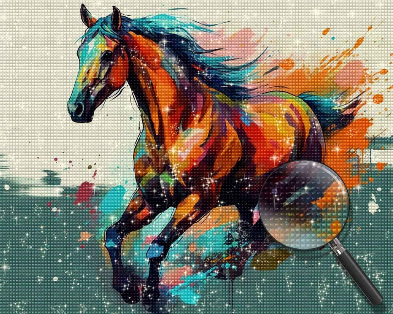 Laufendes Pferd im Aquarellstil Diamond Painting