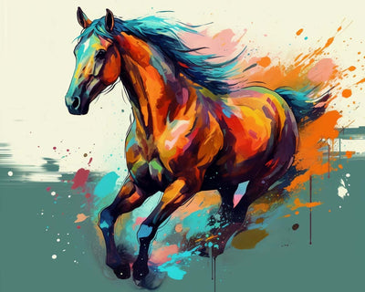 Laufendes Pferd im Aquarellstil Diamond Painting