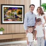 Laufendes schwarzes Pferd im Wald Diamond Painting