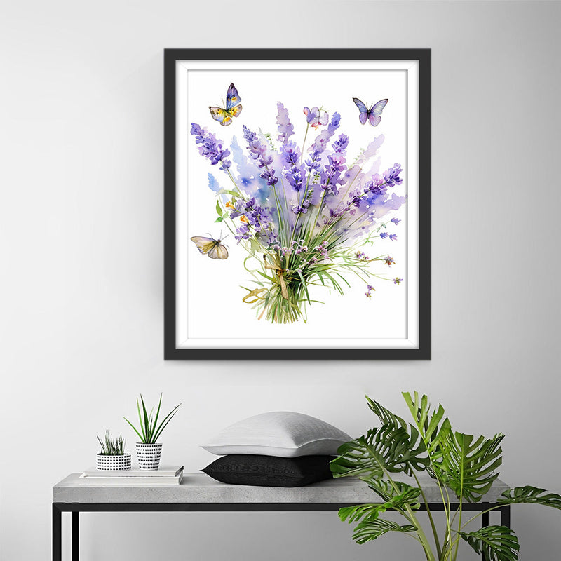 Lavendel und Schmetterlinge Diamond Painting