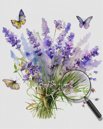 Lavendel und Schmetterlinge Diamond Painting